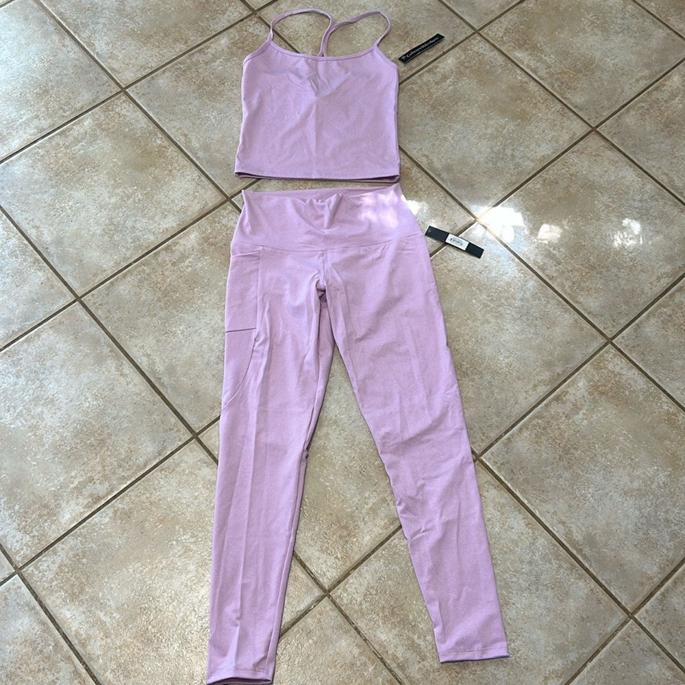 NWT Catherine Malandrino 2pc Light Orchid Workout Set Women's size L